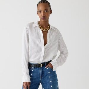 J Crew Textured Drapey Striped Top XXL